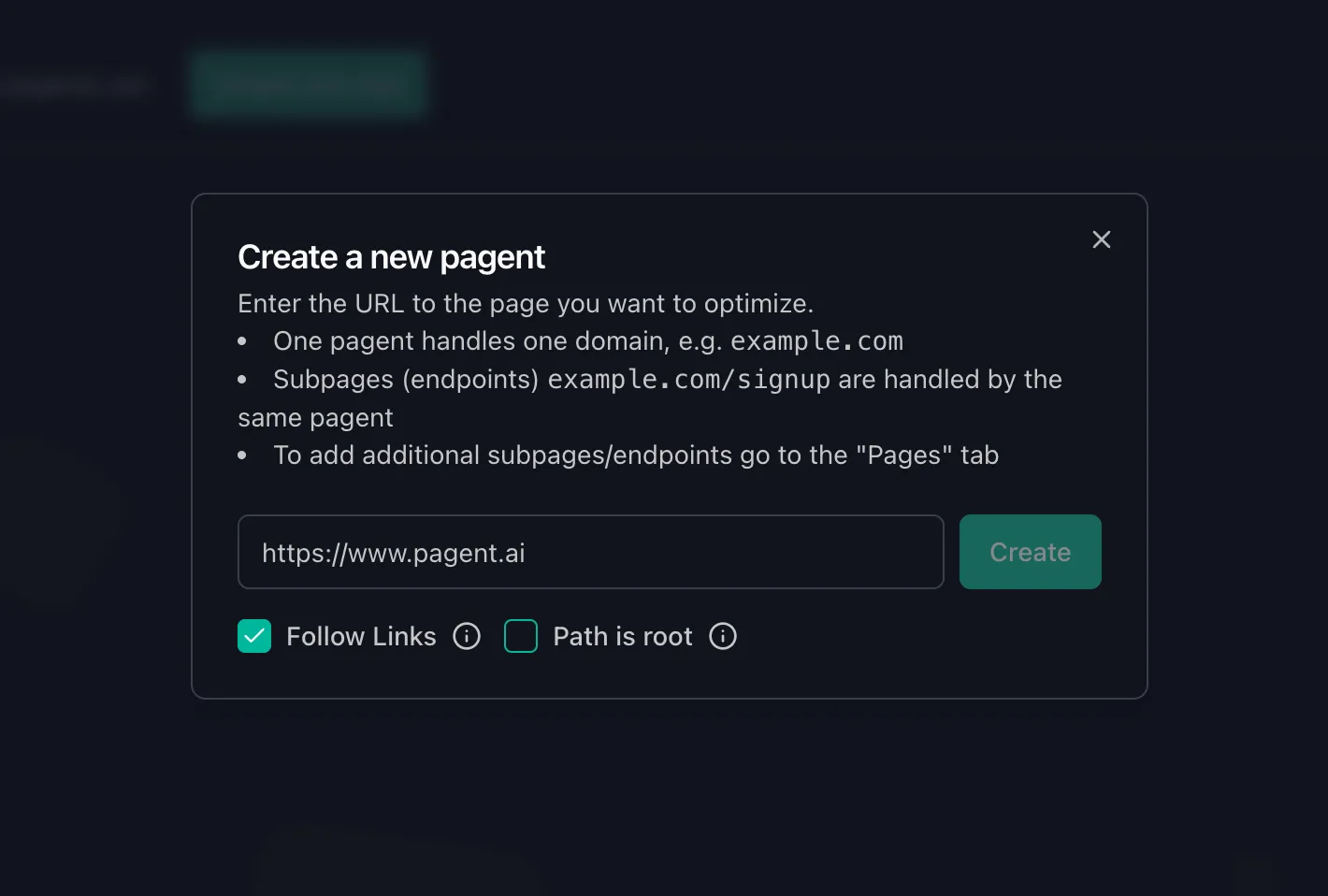 Create new pagent