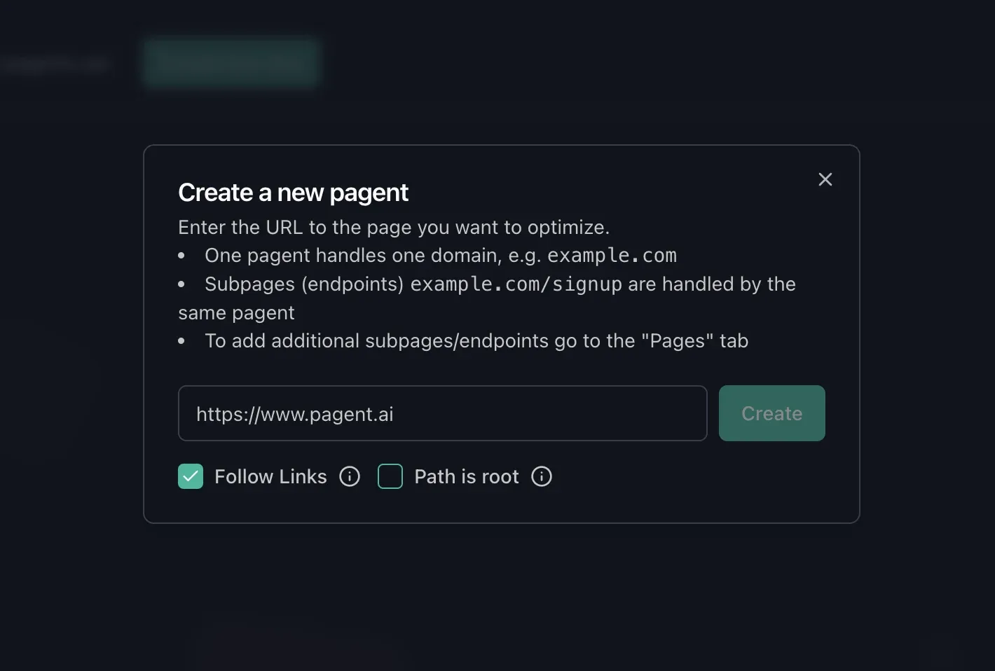 Create new pagent